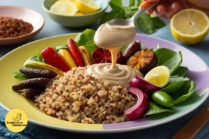 Salada de Quinoa com Legumes Grelhados e Molho de Tahine A Delícia Saudável que Você Precisa Provar!